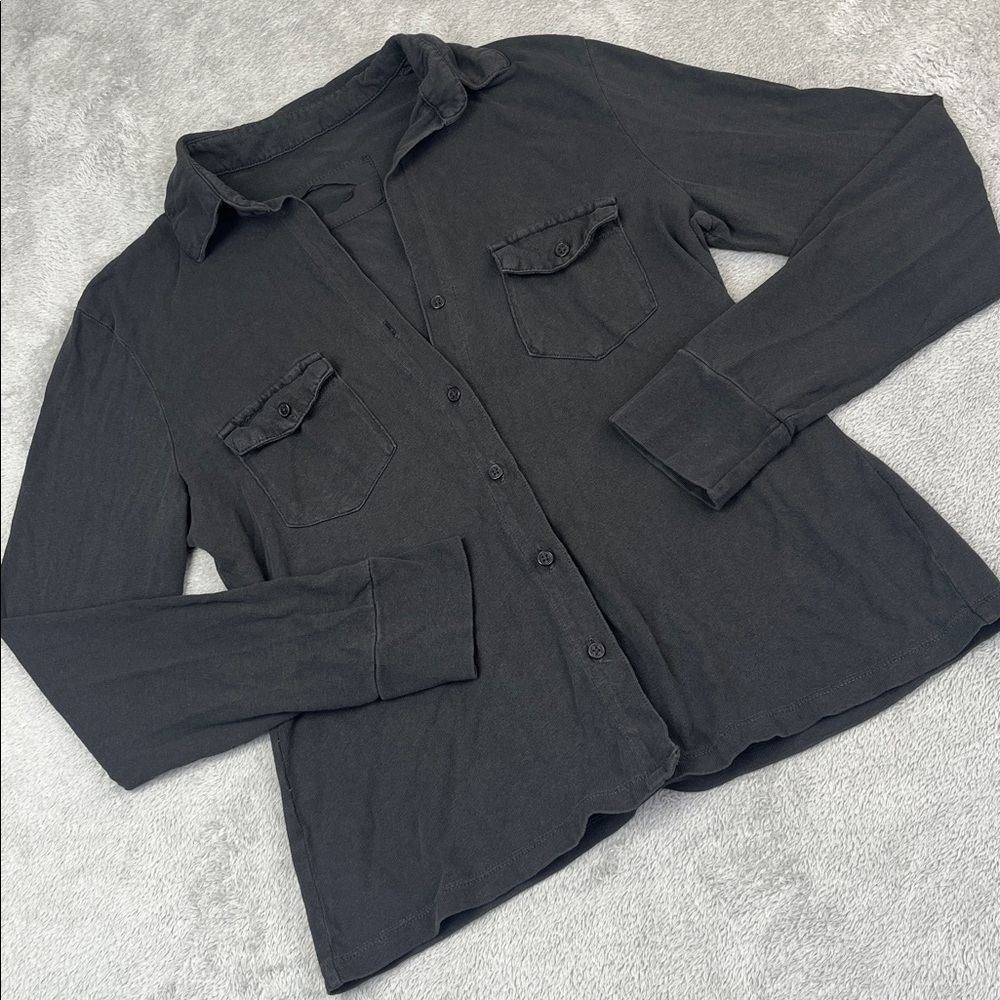 NEW Nili Lotan 100% Cotton S Charcoal Gray, Black Button‎ Down Shirt